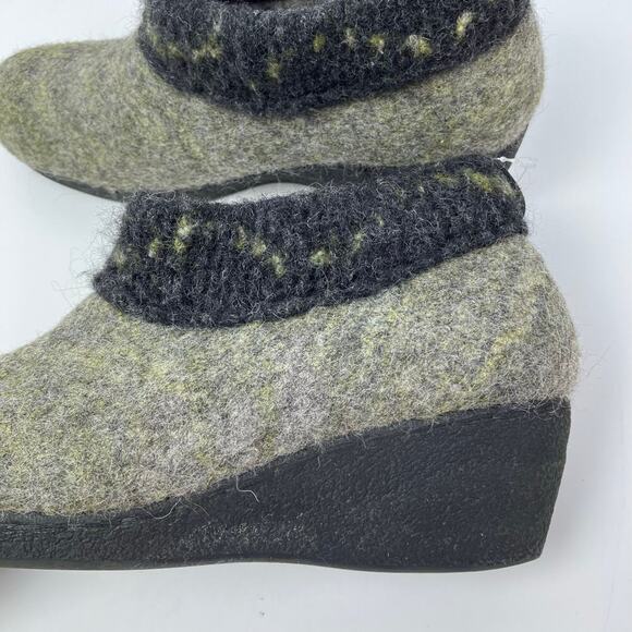 Woolen Clogs Handmade Felted Wool Slip-on Wedge Ankle Clogs Booties Sz 9.5-10 - Picture 2 of 16